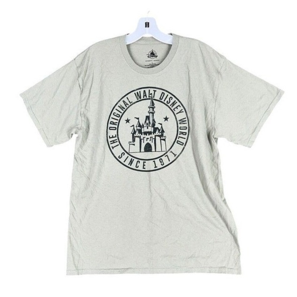 Disney Walt Disney World Castle Tee Mens L Beige Magic Kingdom Graphic Shirt